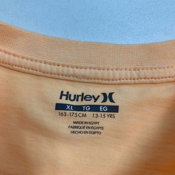 Hurley T Shirt Boys XL Extra Large Neon Orange Photo Beach Short Sleeve Crew Tee - Picture 8 of 13